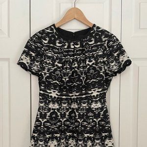 J. Crew Blurred Ikat Dress in Navy and White